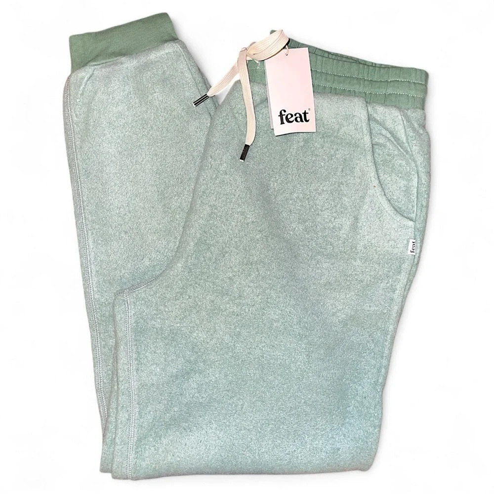 Feat Thick Cozy BlanketBlend Seafoam Green Jogger Sweatpants Tapered Soft L